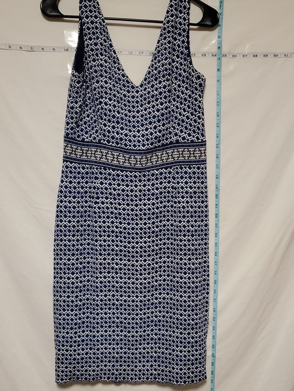 Tory Burch Navy White Geometric Interlocking Trellis Design Dress Sz 6 Luxury